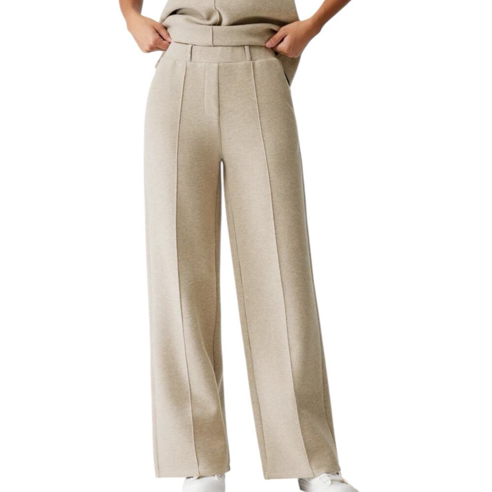 NWT OGL FuzzLuxe High Rise Straight Leg Pull On Pleated Pants Medium Morganite